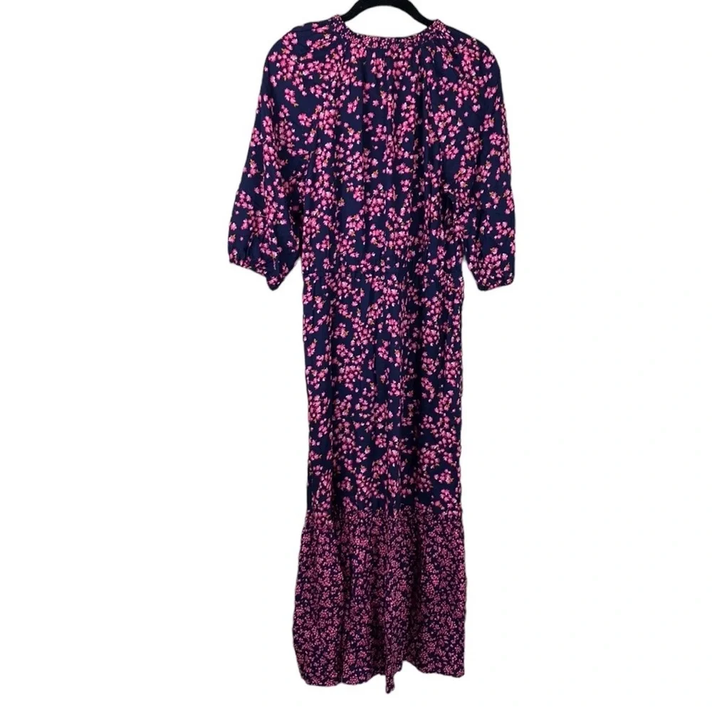 NWOT Draper James Martina Popover Midi Dress Navy Cherry Blossom - Picture 7 of 9